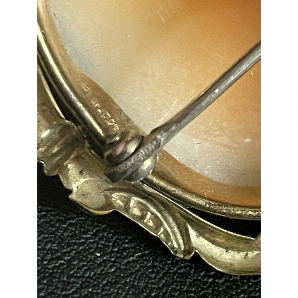 Gold Filled Shell Cameo Brooch Pendant Hand Carved 1/20 12k GF Vintage - Picture 10 of 14
